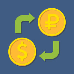 Currency exchange. Dollar and Rubl.