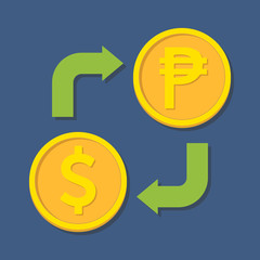 Currency exchange. Dollar and Peso.