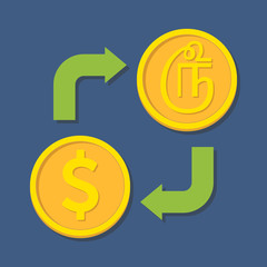 Currency exchange. Dollar and Tamil Rupee.