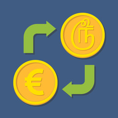 Currency exchange. Euro and Tamil Rupee.