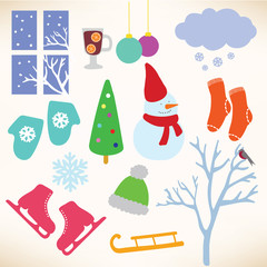 Vector collection symbols of winter