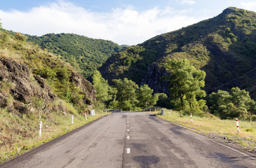 Asphalt road among the mountains