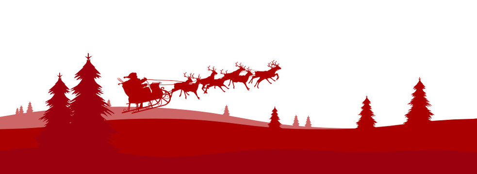 Weihnachskarte, Panorama, Weihnachtsmann, Santa, Rudolf, Xmas