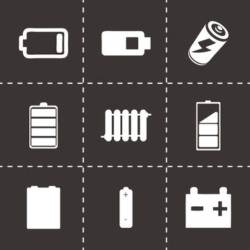 Vector Black Batery Icons Set