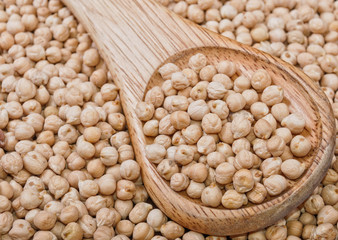 Chickpea with wooden spoon