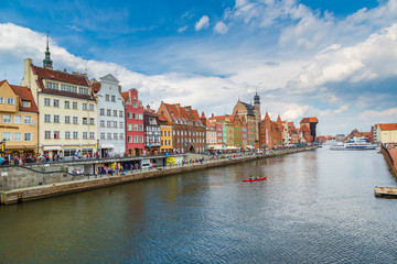 Fototapeta premium Cityscape on the Vistula River in Gdansk, Poland.