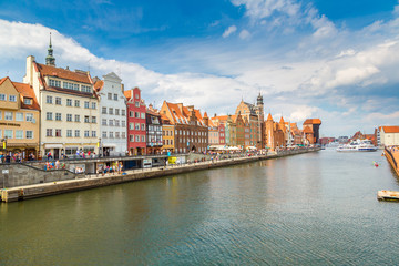 Cityscape on the Vistula River in Gdansk, Poland.