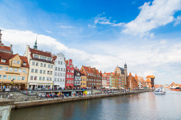 Cityscape on the Vistula River in Gdansk, Poland.