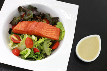 salmon with salad