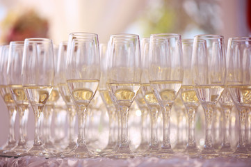Many glasses of champagne