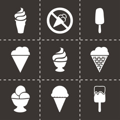 Vector black ice cream icons set