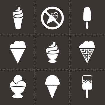 Vector Black Ice Cream Icons Set