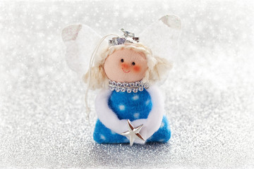 Christmas fun decorative figurin on a snowy background .