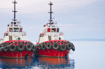 red tugboats