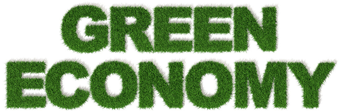 Green Economy erba economia verde, parola isolata sfondo bianco