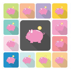 Piggy Bank Icon color set vector illustration.