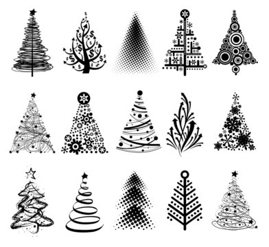 Set of modern Christmas Trees.