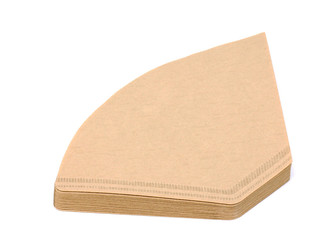 Four coffee filters isolated on a white background