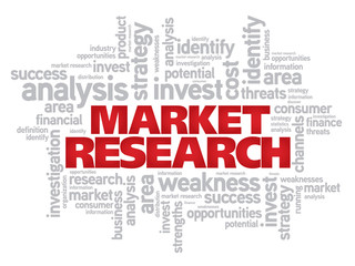 Obraz premium Red Market research concept vector word cloud background