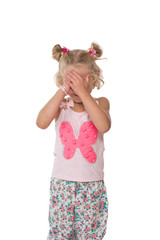 Upset little blonde girl