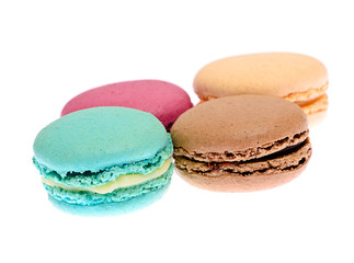 Sweet Tasty Macaroons Isolated on White Background