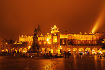 Obraz premium Market square in Cracow at night
