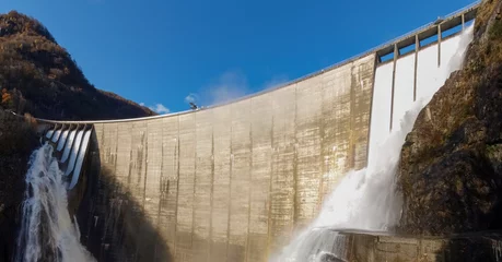 Acrylic prints Dam Dam of Contra Verzasca, spectacular waterfalls