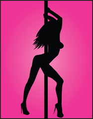 Shilouette Pole Dancer Over a Pink Background