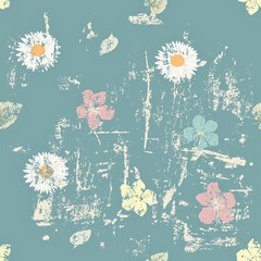 grungy floral seamless pattern - 73160781