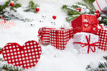 Christmas gift on snow