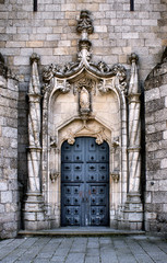 Doorway of Guarda cathedral in Portugal