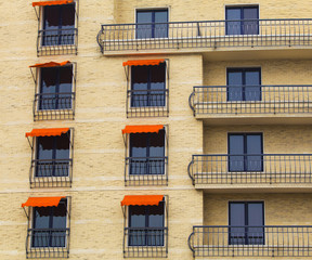 Facade of stylish modern building