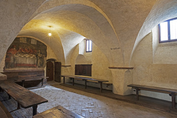 Refektorium der hl. Klara in San Damiano, Assisi, Umbrien, Italien