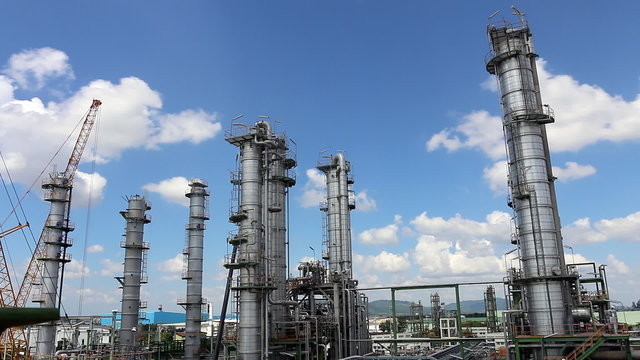 Time lapse video of petroleum industrial factory 
