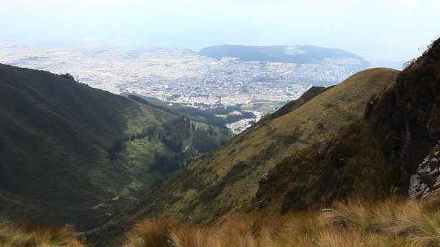 Looking down onto the city of Quito, Ecuador