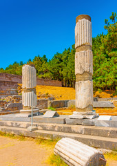 ancient columns at Asclepium in Kos island in Greece