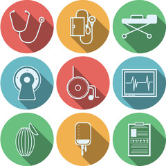 Flat vector icons for reanimation