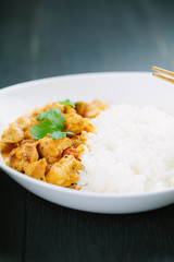 Spicy chicken curry with rice