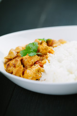 Spicy chicken curry with rice