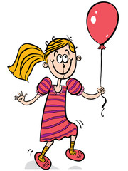 Happy little girl smiling with balloon.