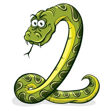 Green snake cartoon.