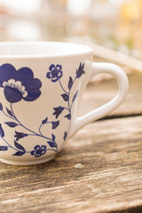 Skandinavian feeling on molo with mug