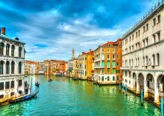 Fototapeta na wymiar View of the Main Canal at Venice Italy. HDR processed