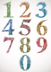 Retro style numbers with floral pattern.