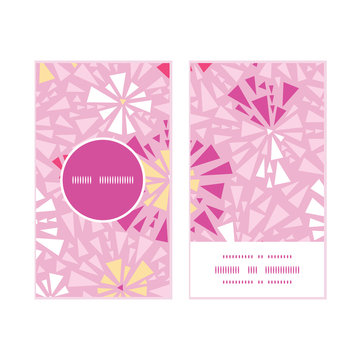Vector pink abstract triangles vertical round frame pattern