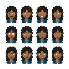 Female indian avatar expression set
