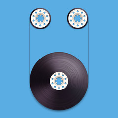 A vector illustration of a recordable babin of tape cassette.