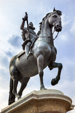 King Philip III Equestrian Statue Plaza Mayor Cityscape Madrid