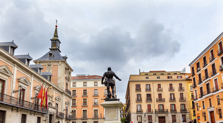 Admiral Bazan Statue Plaza de la Villa Madrid Spain