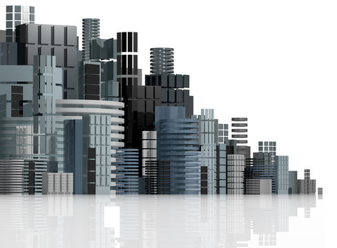 Futuristic city panorama illustration.
